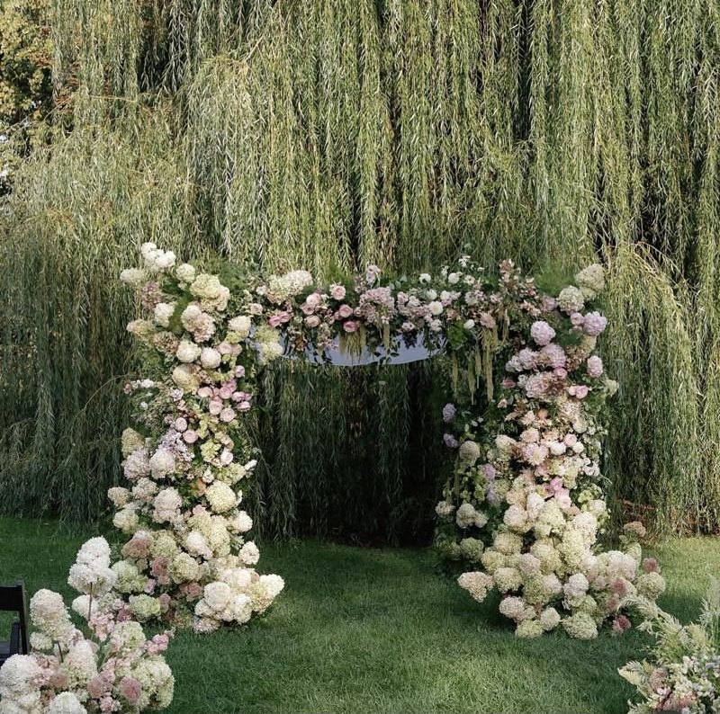 Custom light wood chuppah